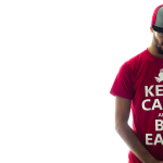 Steve wearing our red keep calm tee