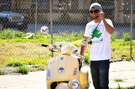 green on white vinyl tee